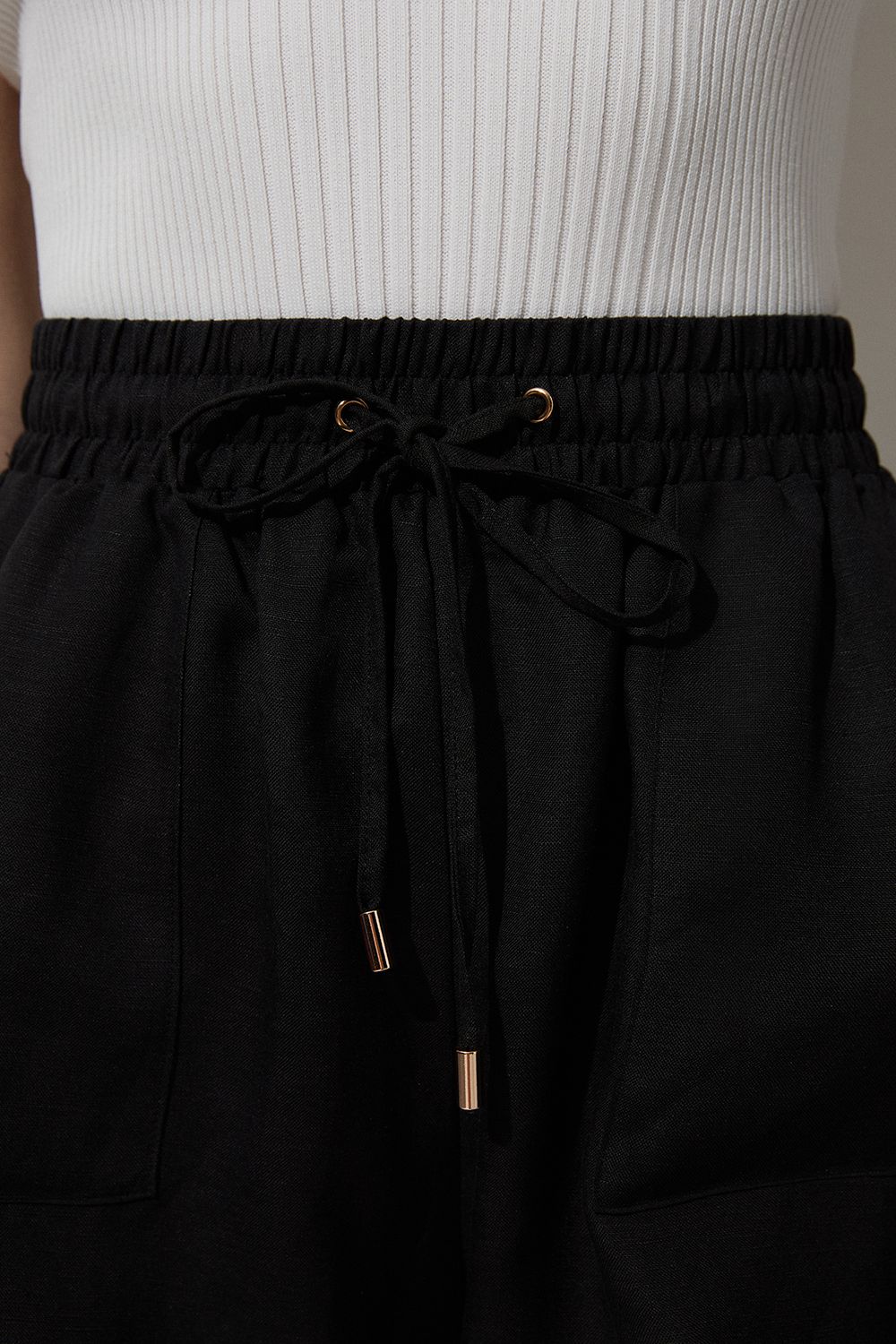 KarenMillen Viscose Linen Tie Waist Woven Short