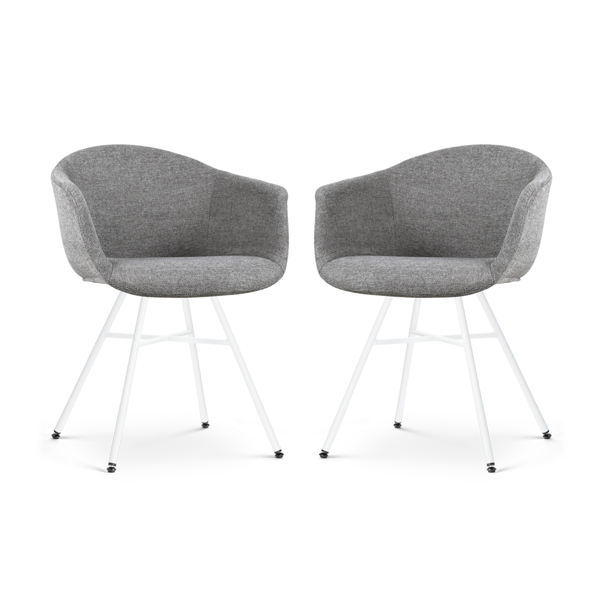 Nolon Noa-Otis Eetkamerstoelen Set van 2 - Donkergrijs - Witte Poten