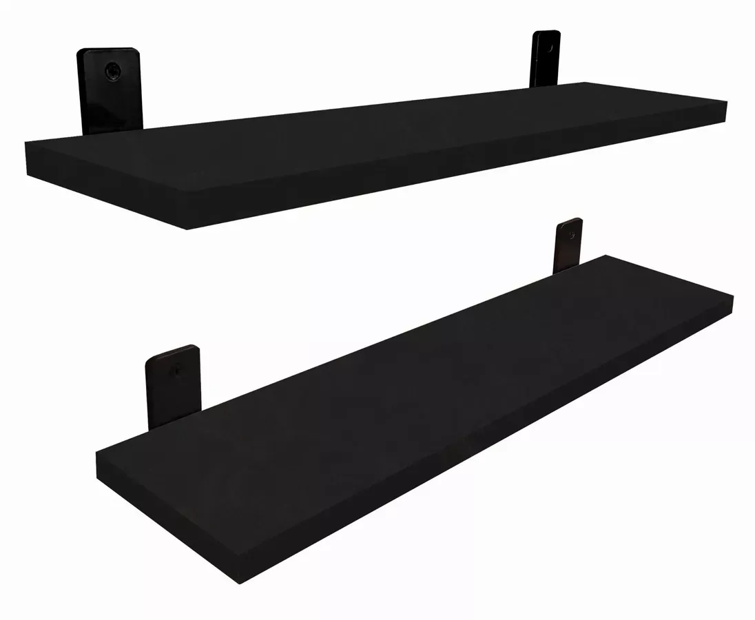 Dwie czarne półki ścienne na kwiaty 80 cm - Zeero