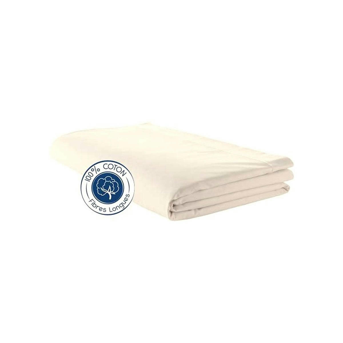 - Drap percale 280 x 325 cm uni percale de coton beige 280x325 cm