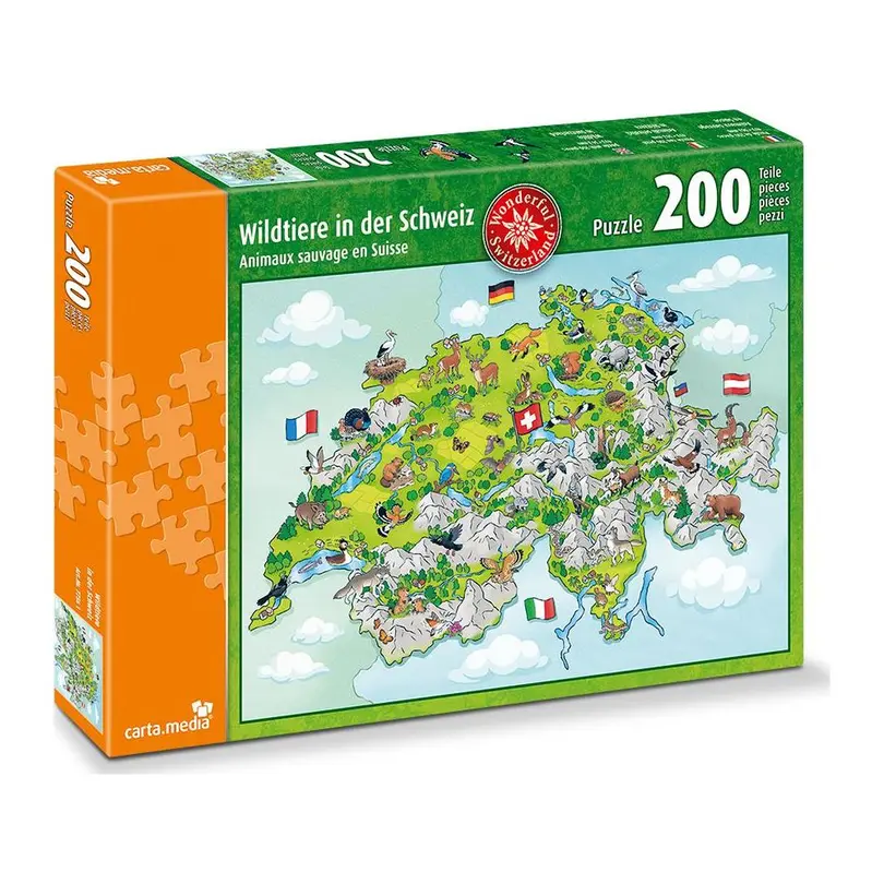 Puzzle 200-teilig Wildtiere in der Schweiz