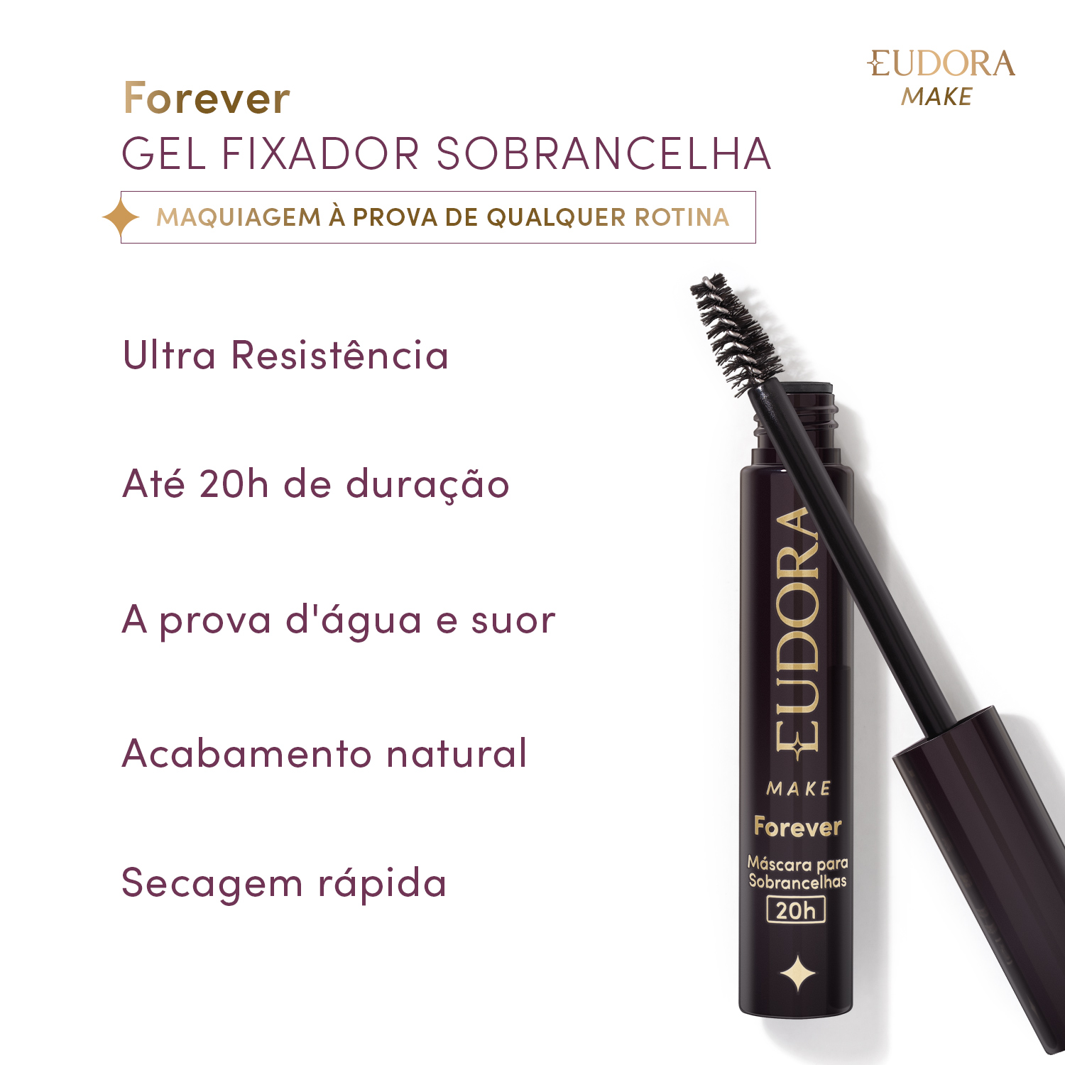 Máscara de Sobrancelhas Incolor à prova d'água Eudora Make Forever 4g