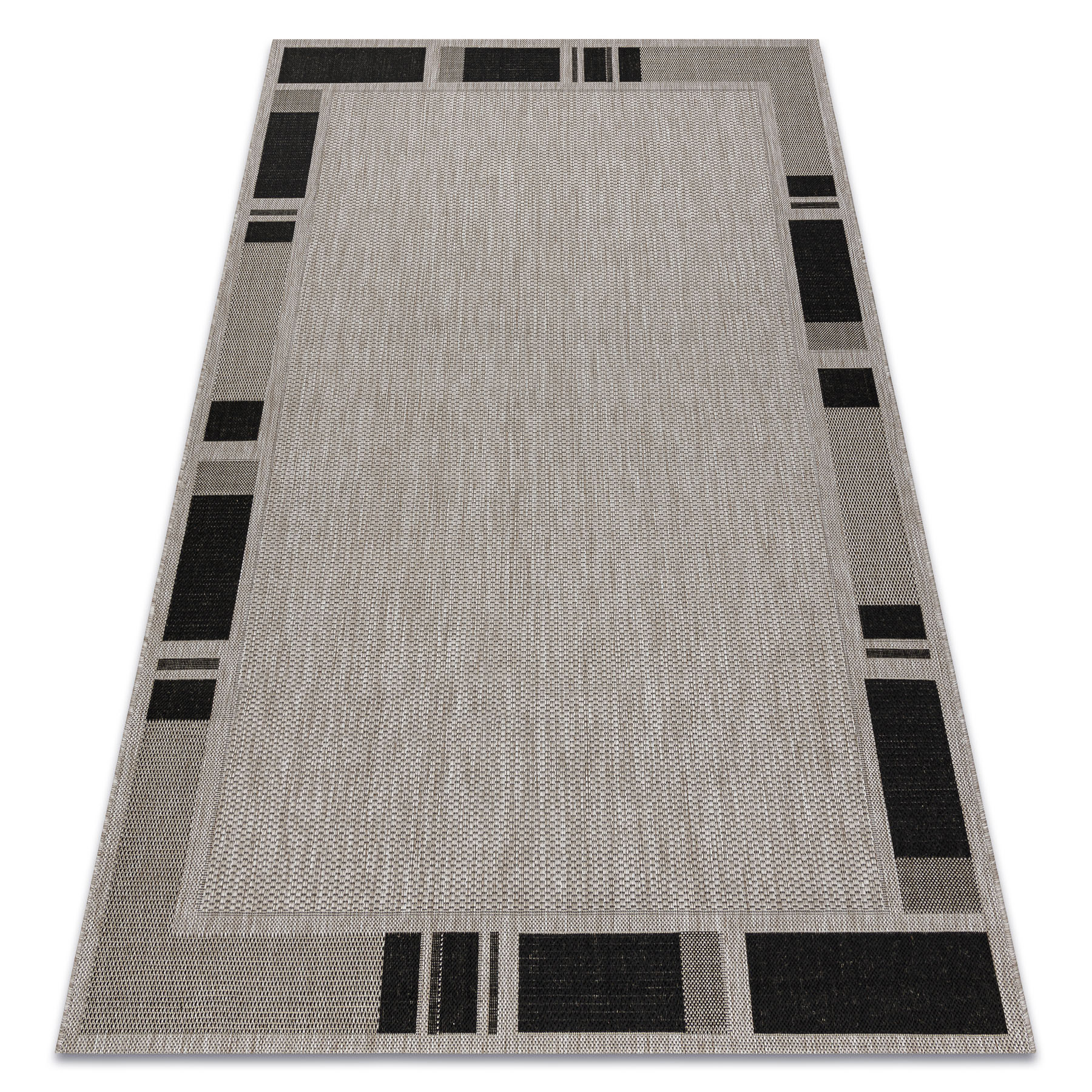 DYWAN SZNURKOWY SIZAL FLOORLUX 20195 srebrny/ CZARNA 60x110 cm
