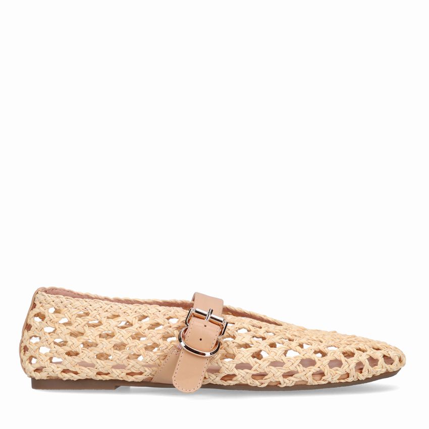 Manfield Beige gevlochten ballerina's