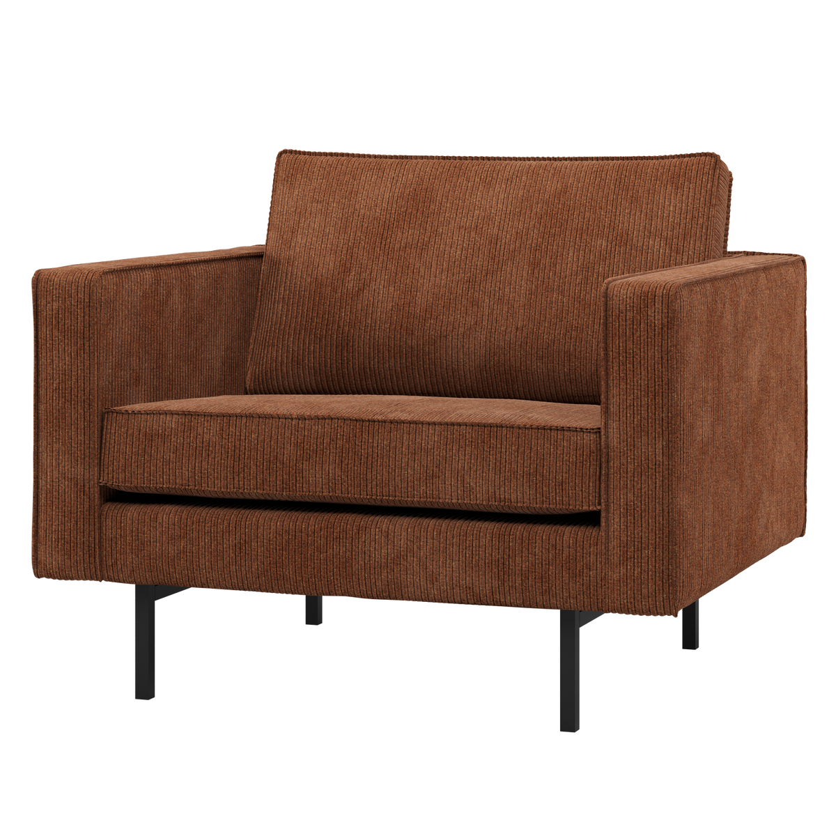 WOOOD fauteuil Rodeo - Ribstof - Roestbruin - 83x98x88