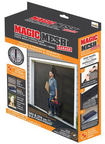 Magic Mesh MM181112 Garage Hands-Free Magnetic Screen Door, 8 x 9-ft, Black