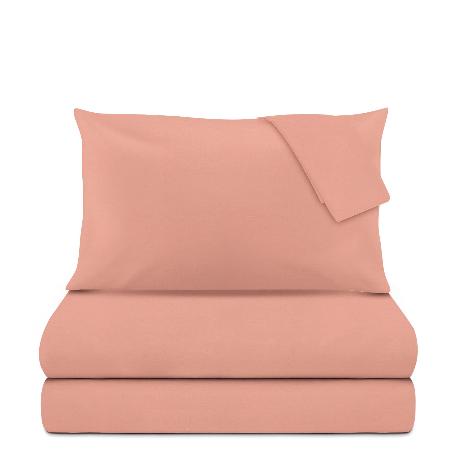 Completo letto matrimoniale cotone tinta unita corallo