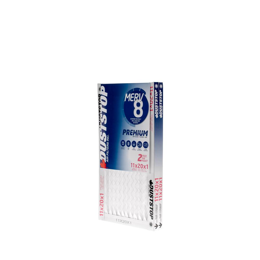 Duststop MERV 8 Premium Filter, 11-in x 20-in x 1-in, 2-pk