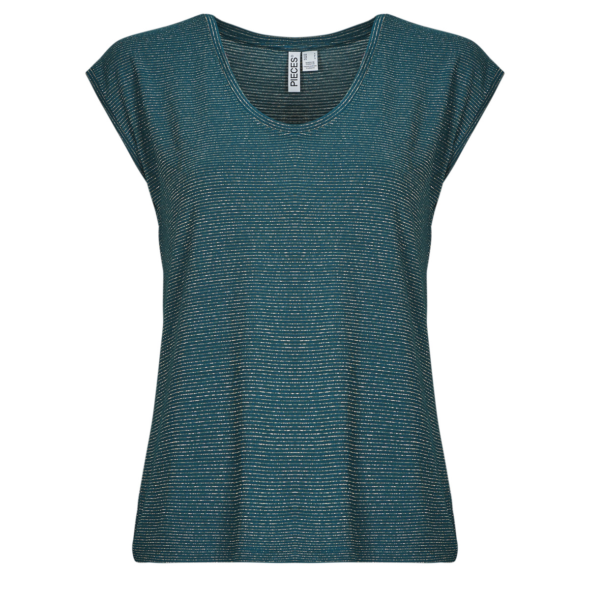 Pieces - PCBILLO TEE LUREX STRIPES - Blue