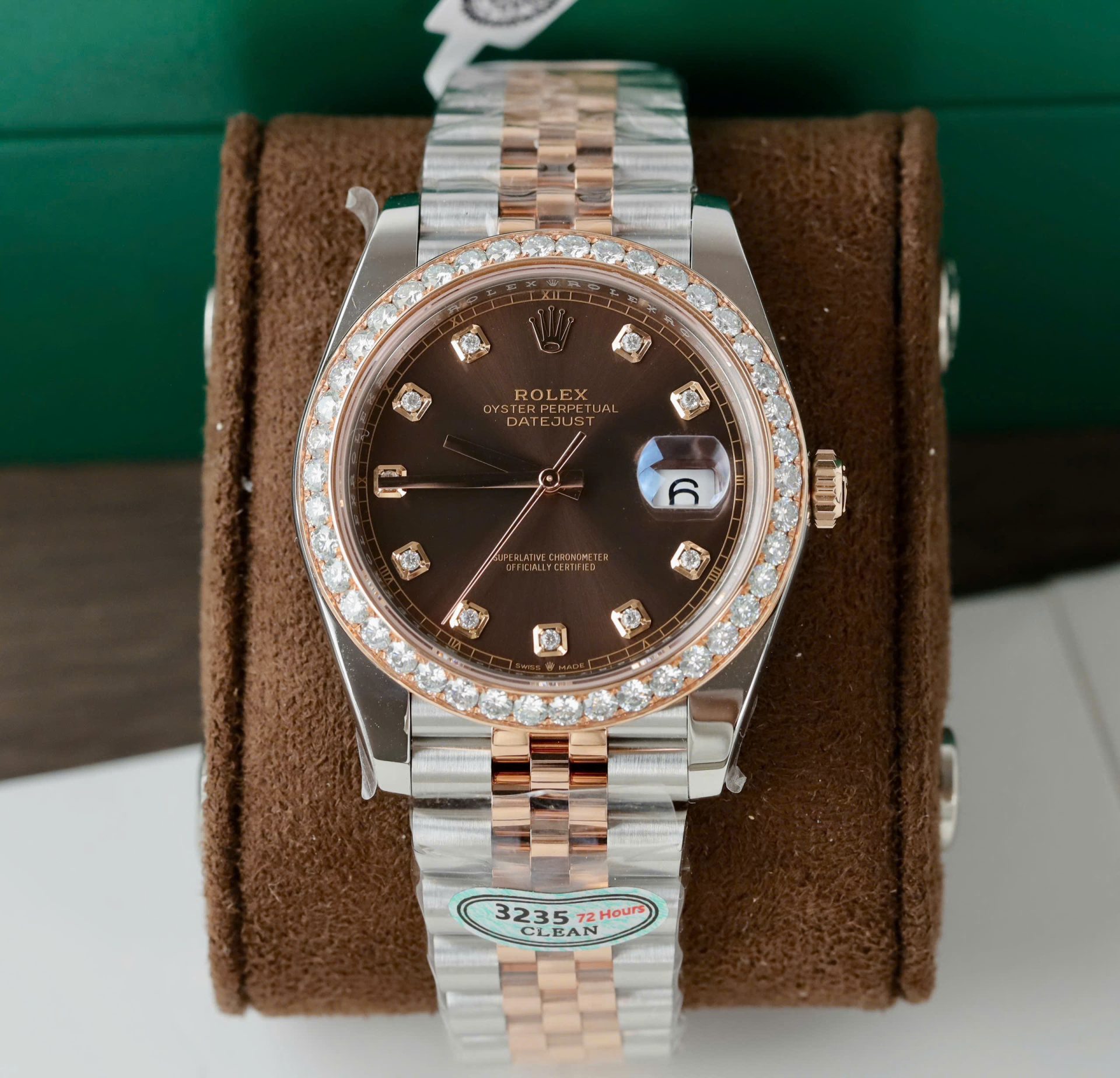 Rolex Datejust SS/RG Plated Chocolate Dial With Diamonds 41mm Jub Super Clone