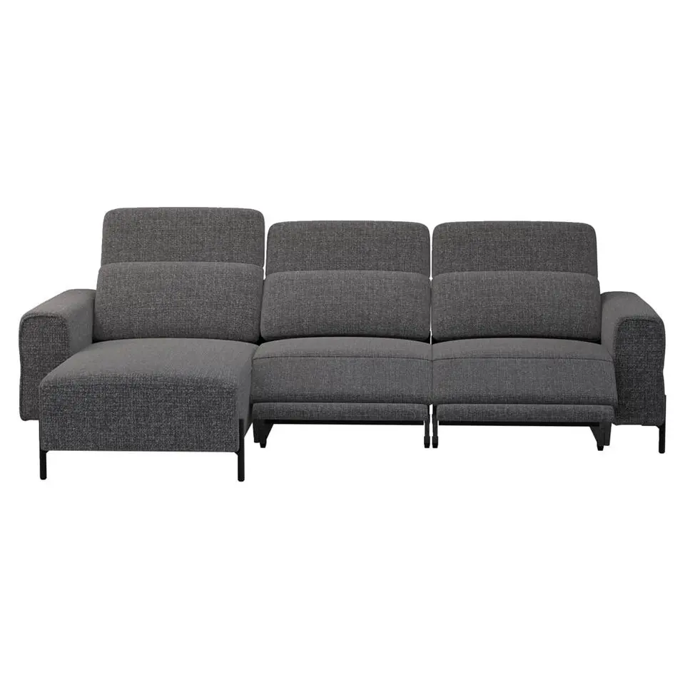 Hoekbank Dave links - elektrisch verstelbaar - stof Chacha - grijs