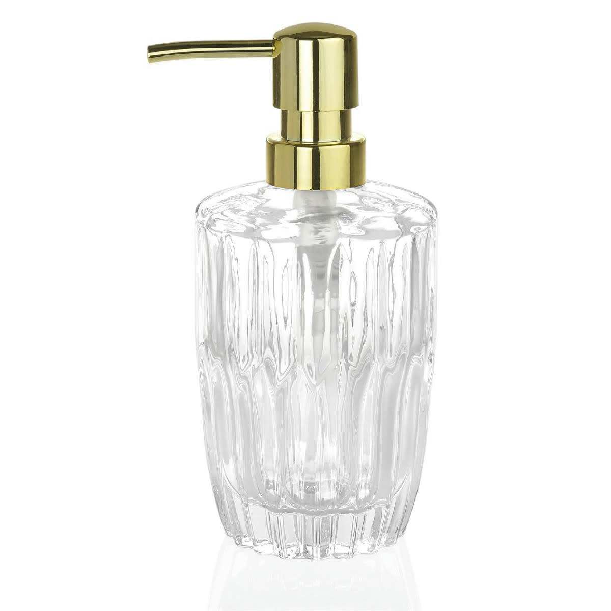 - Distributeur de savon en verre taillé motifs géométriques