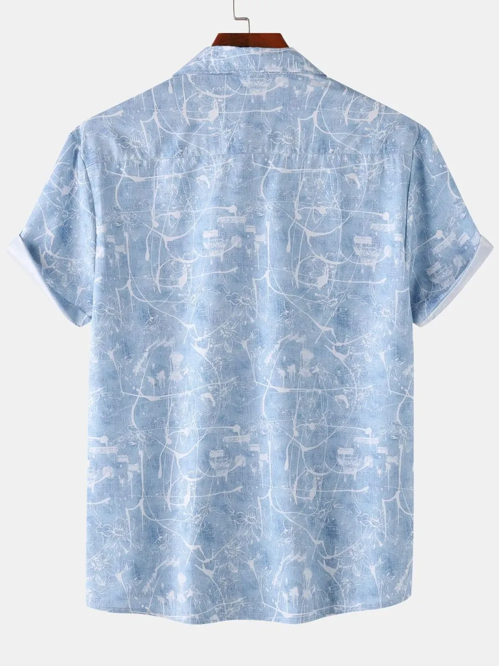 Men's Printed Short Sleeve Button Down Shirt