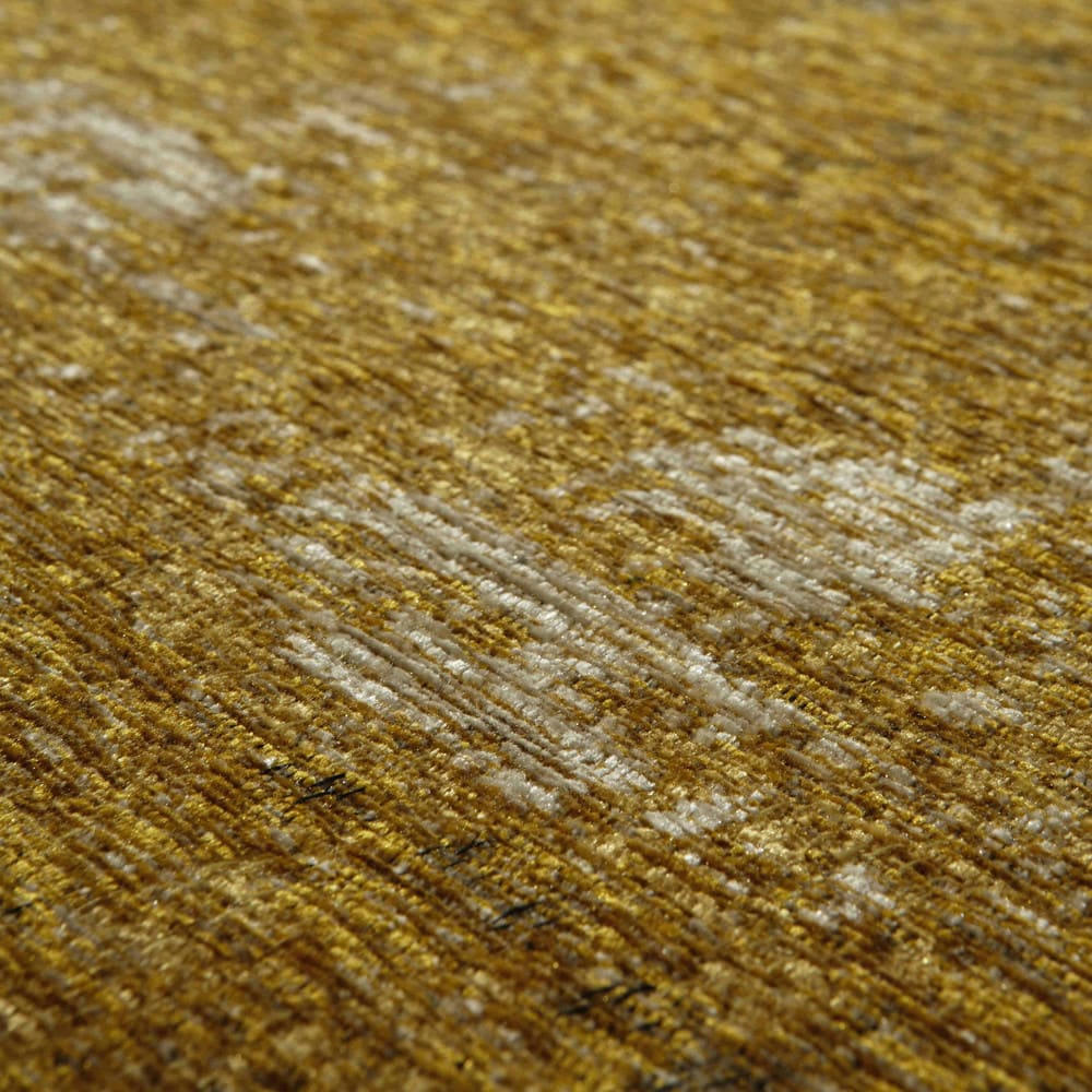 Feel - Tapis vintage tissé jacquard jaune moutarde 140x200