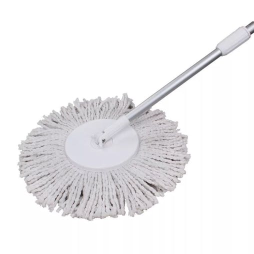 White Magic Turbo Microfibre Spin Mop Hand Press w/ Bucket