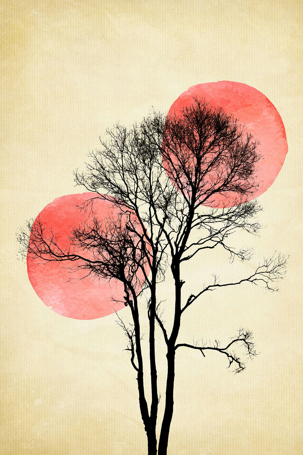 - Tableau abstrait Lune et soleil d'hiver imprimé sur toile 60x90cm