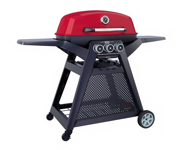 Ziggy Elite Triple Grill LPG BBQ Plus Cart Bundle - Chilli Red