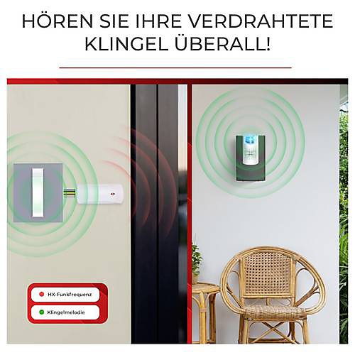 Convertisseur sans fil Heidemann HX 70399 pour sonnette filaire, portée jusqu'à 100 m