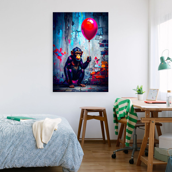 Obraz młodzieżowy, Małpa z balonikiem Graffiti Street Art 20x30