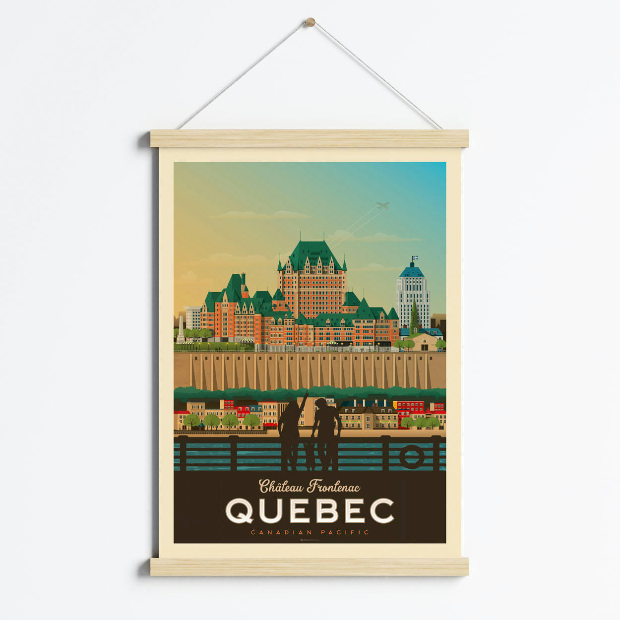 - Affiche Québec Canada + Cadre Magnétique (Bois) 50x70 cm