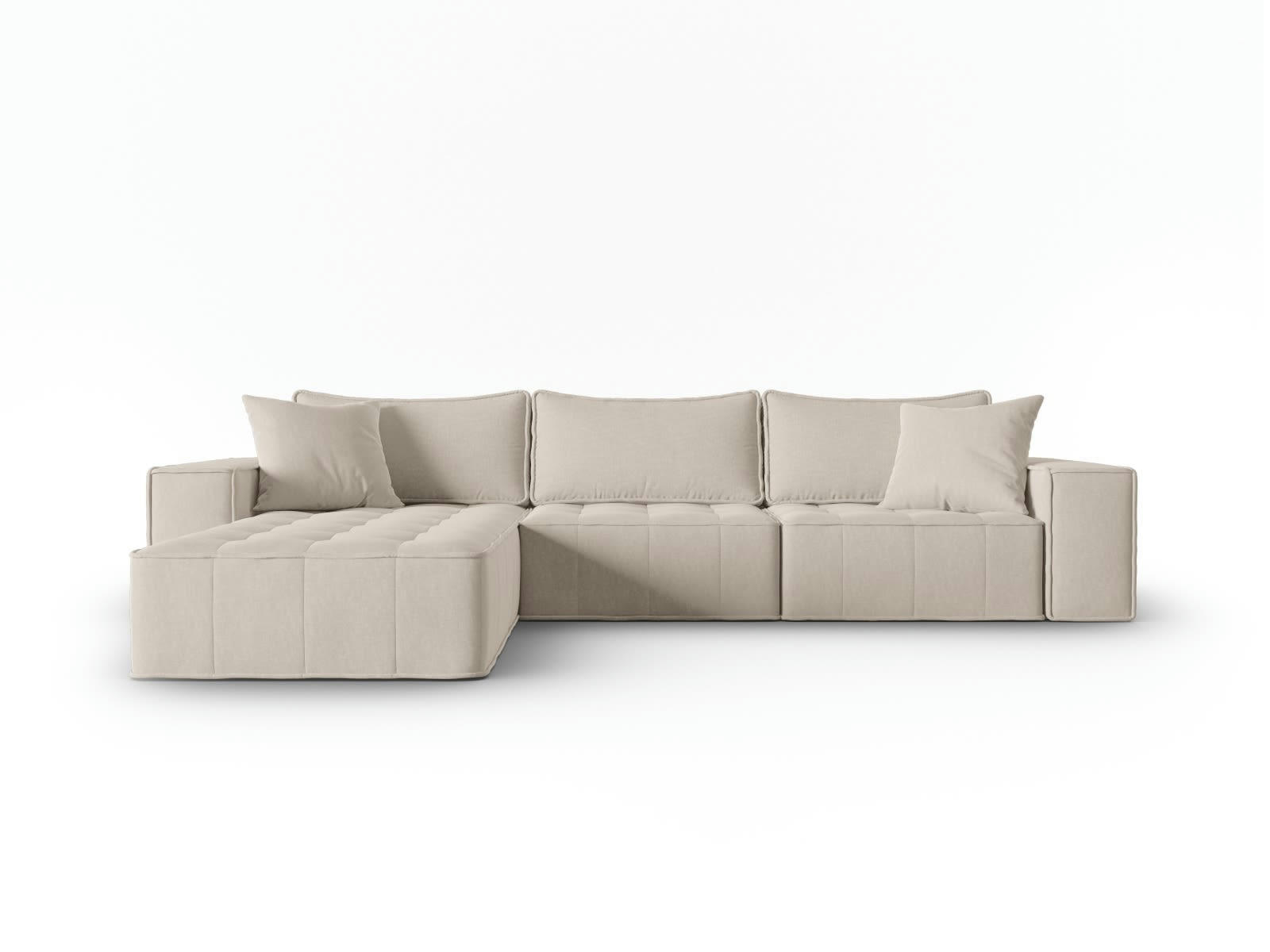 MIKE - Canapé d'angle gauche modulable 5 places en tissu structurel beige