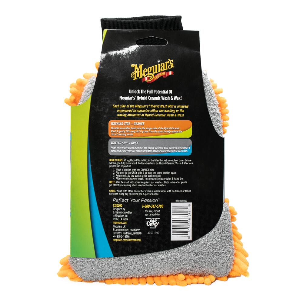 Meguiar’s Dual-Sided Hybrid Auto Wash Mitt, Orange