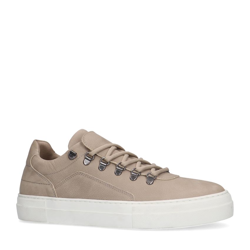Manfield Licht grijze nubuck sneakers