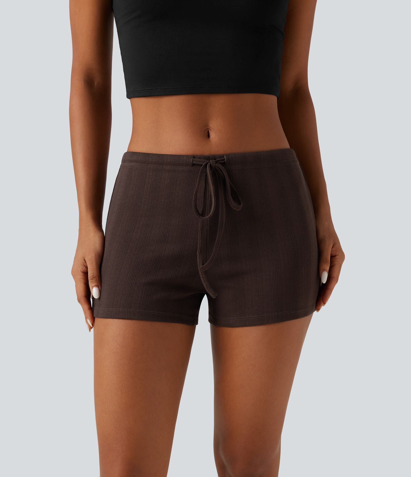 Short skinny 8 cm taille basse à cordon de serrage