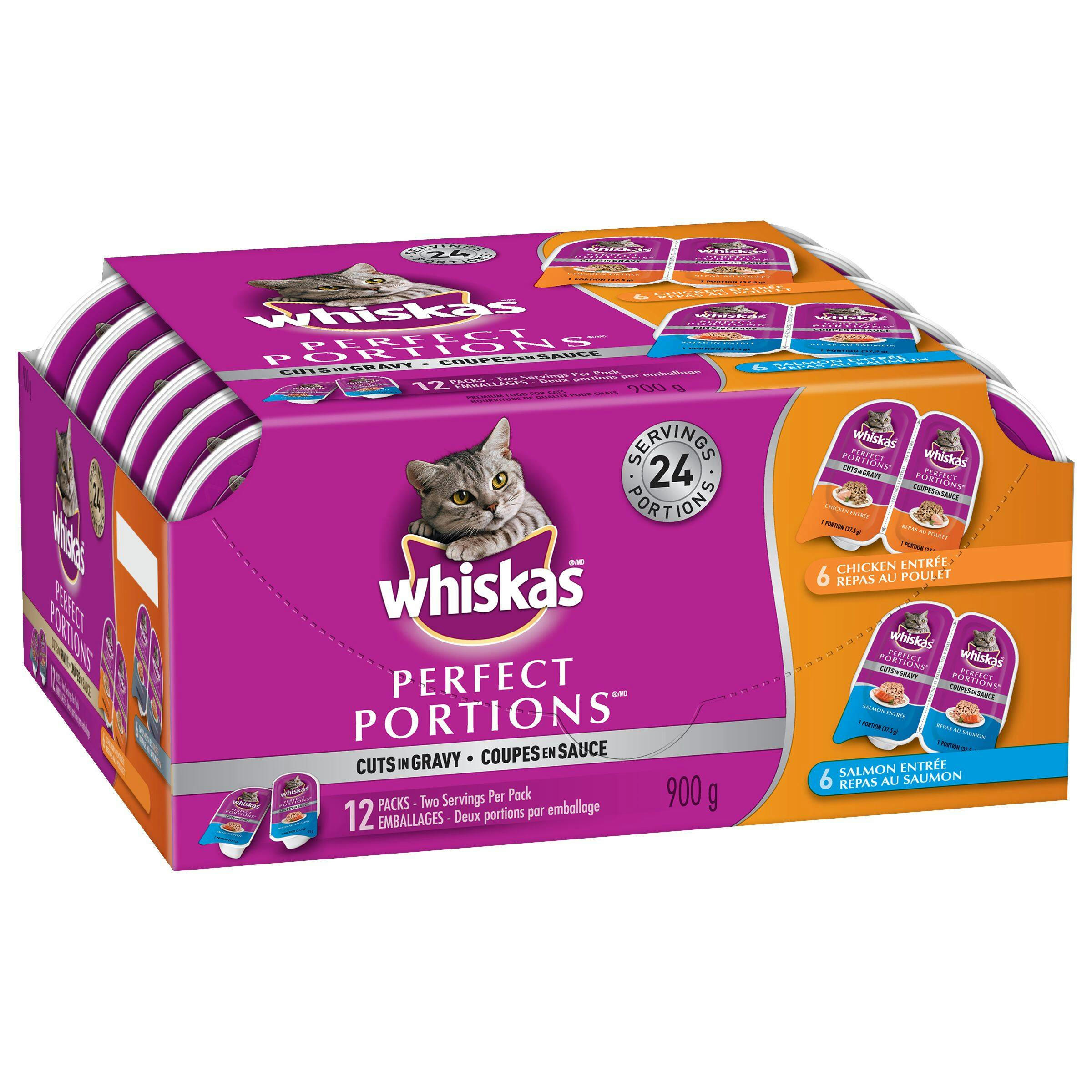 Whiskas Perfect Portions Cuts In Gravy Wet Cat Food, Assorted Flavours, 900-g, 12-Pk