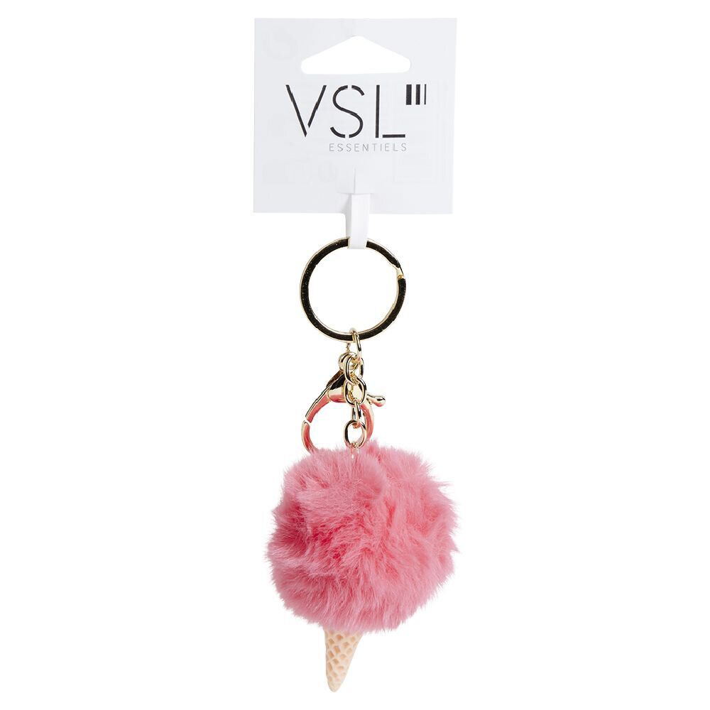 Porte clé cornet de glace et boule pompon - 3 coloris