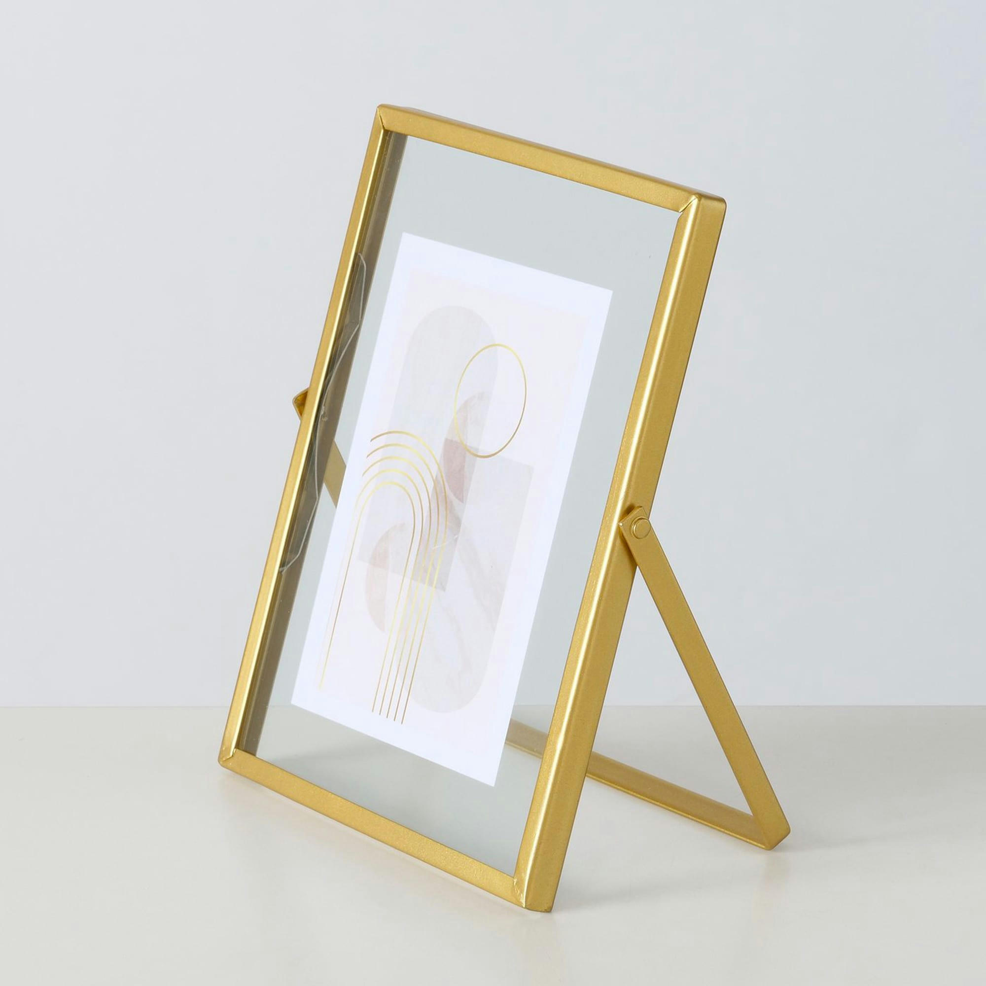 - Cadre photo en métal doré et verre transparent 16x10x20cm