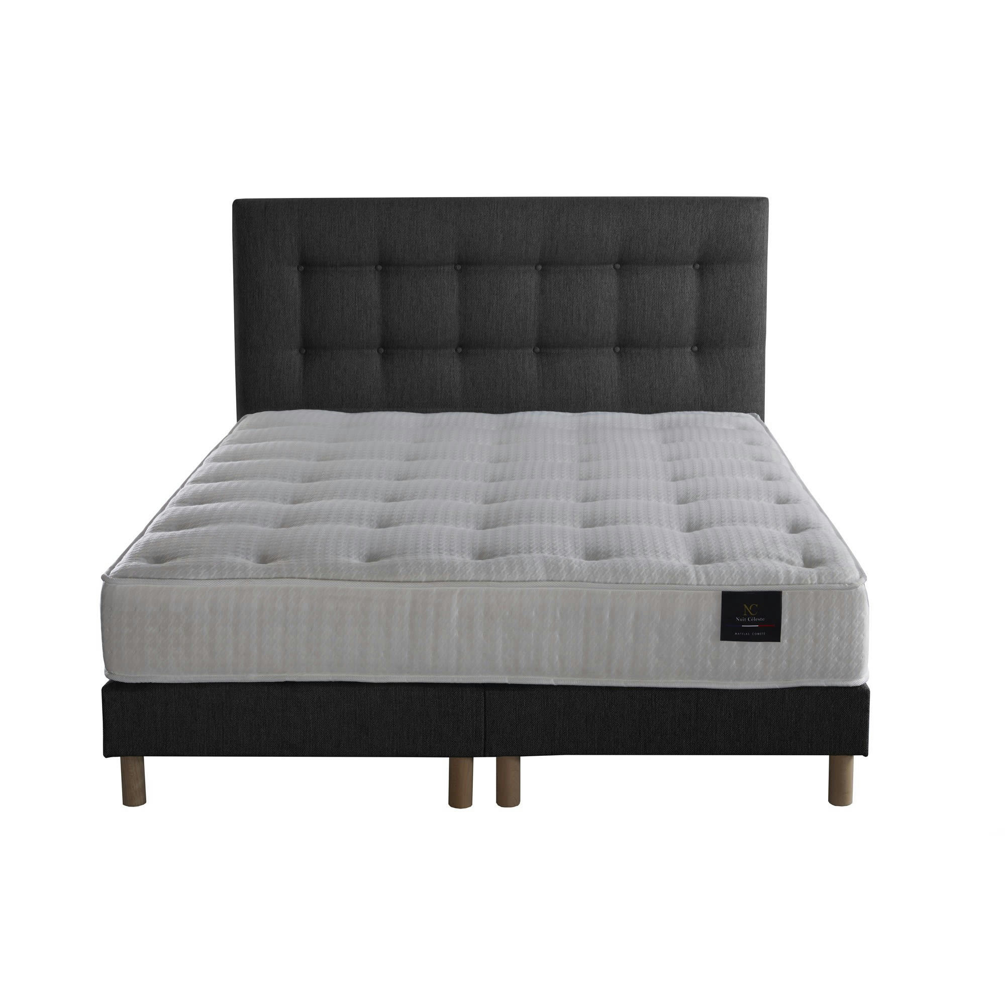 ASTRAL - Ensemble tête de lit Matelas mousse Mémoire de forme Anthracit 160x200