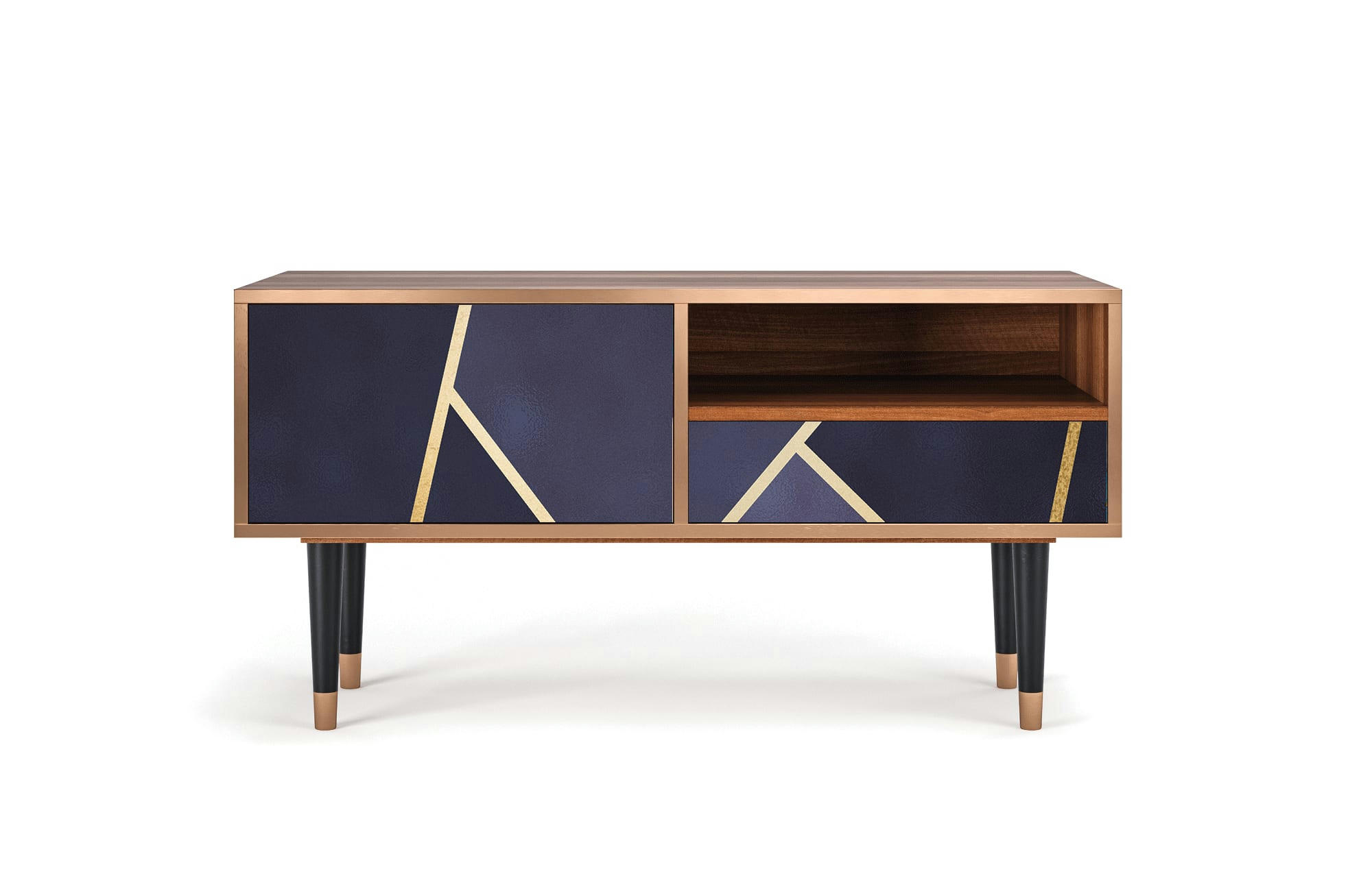 THE AMETHYST - Meuble TV  bleu 1 tiroir et 1 porte L 115 cm