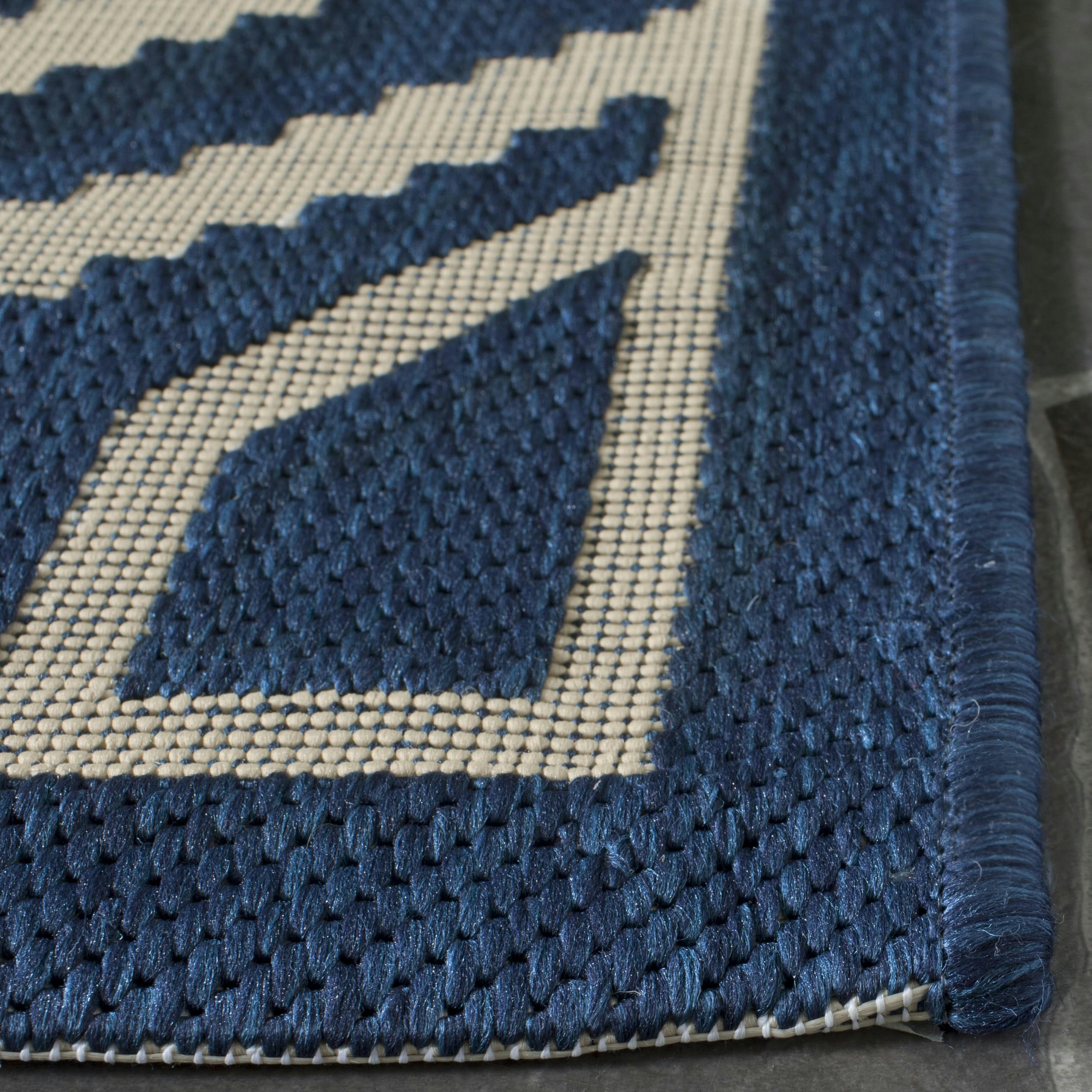 COURTYARD - Tapis interieur & exterieur en bleu marine & beige, 122 x 170 cm