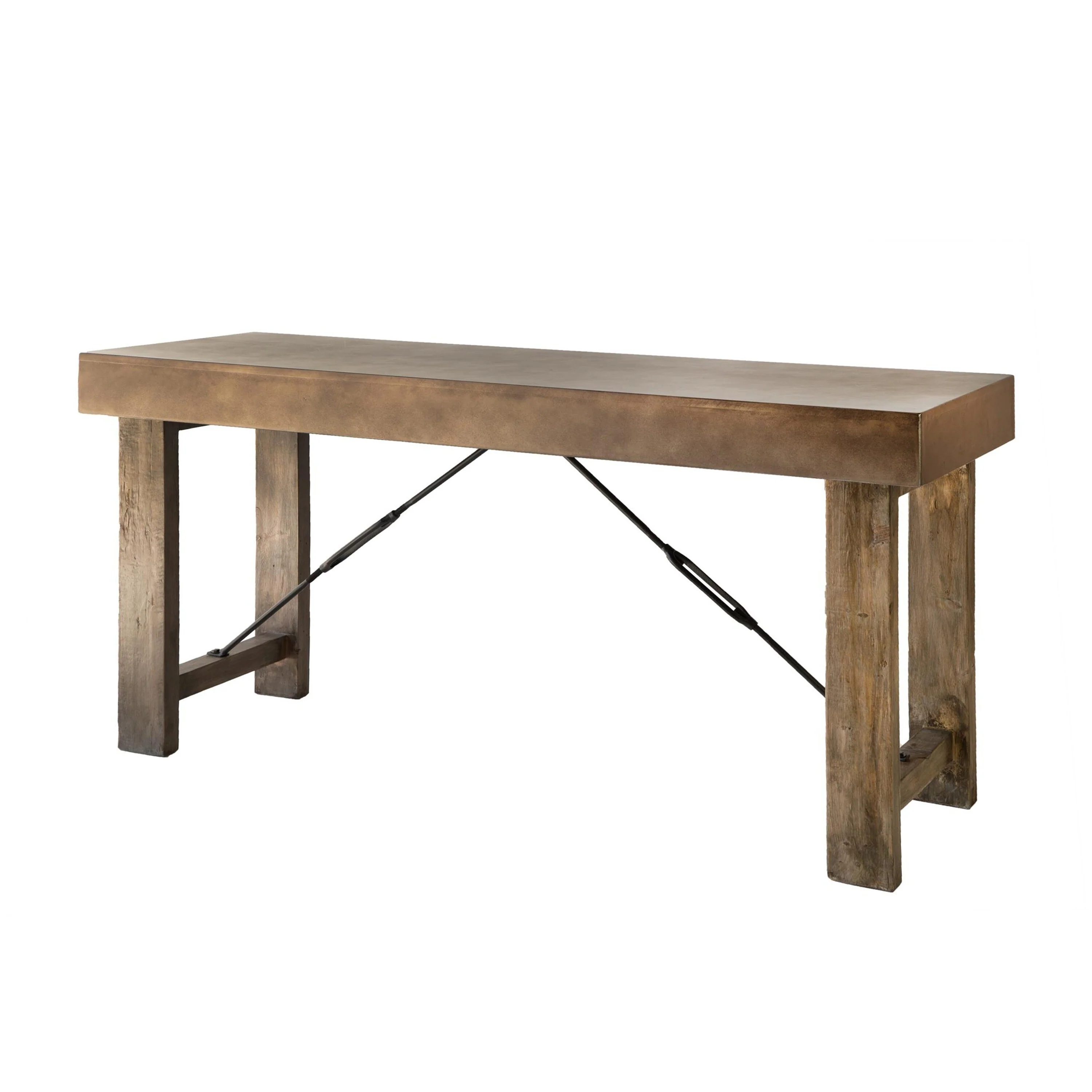 Counter Height Table, 72 Inch Rectangular, Turnbuckle, Rustic Brown