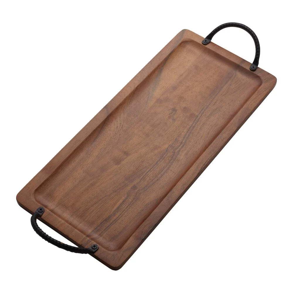 Acacia Wood Serving Tray with Handles