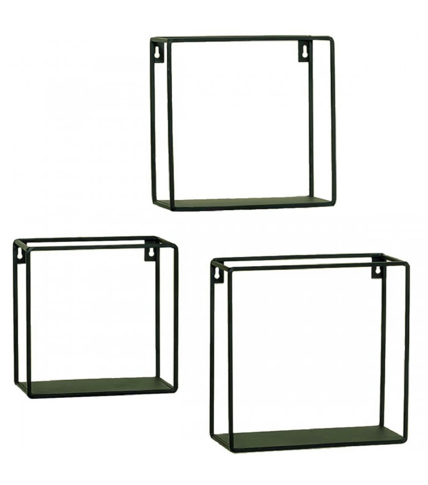 - Set de 3 étagères murales en métal noir longueur 16/18/20cm
