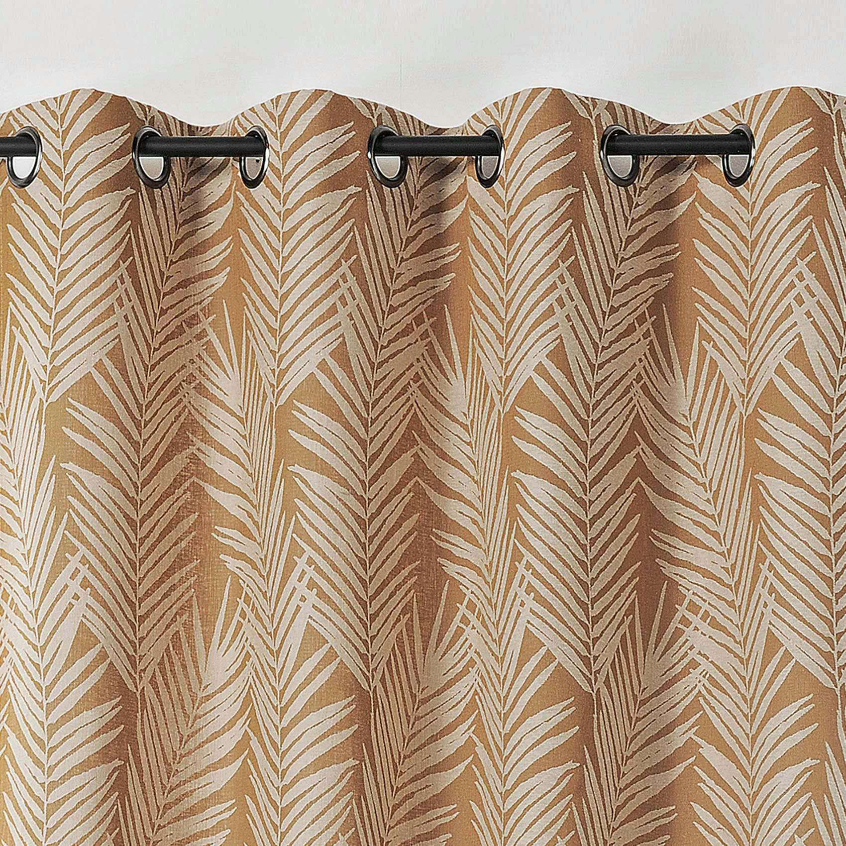 - Rideau imprimé feuille de palmier coton jaune ocre 140x240 cm