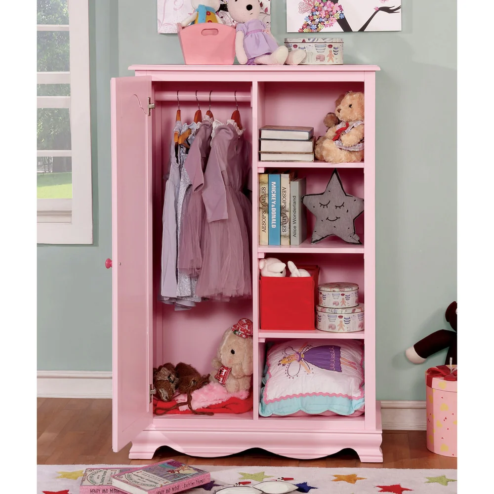Jevi Transitional Solid Wood 4-Shelf Youth Closet by Furniture of America