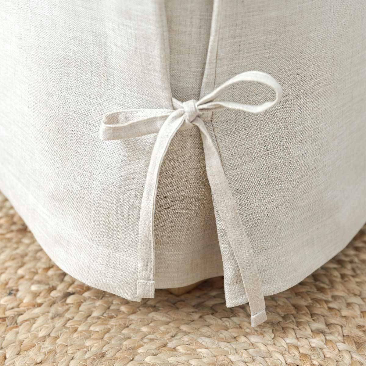 AMBOISE - Cache sommier en lin beige 90 x 200 cm