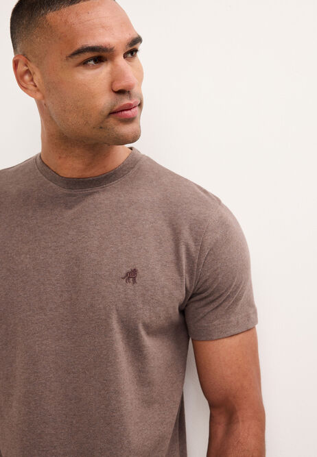 Mens Brown Cotton Blend T-Shirt