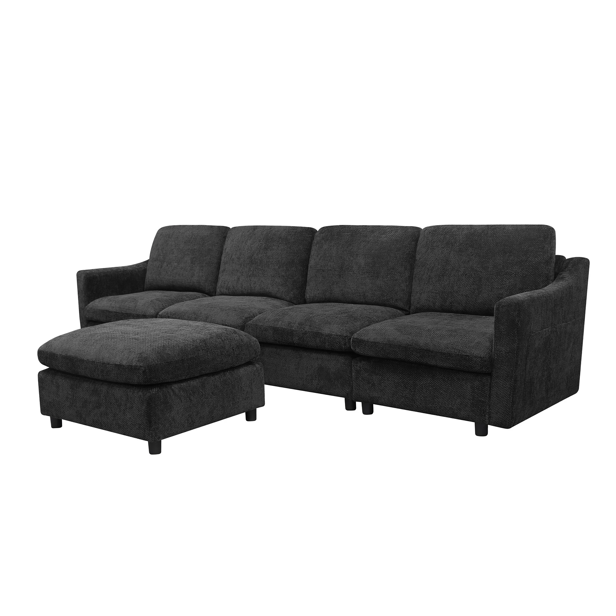 Modern Ergonomic Floor Sofa with Memory Foam and Short Velvet Upholstery for Living Room or Guest Room