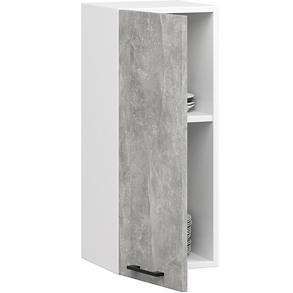 Meuble de cuisine haut AKORD W30 H720 Blanche, façade Gris 1 porte, 2 étagères 72x30x30 cm