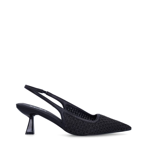 Zwarte gevlochten slingback pumps