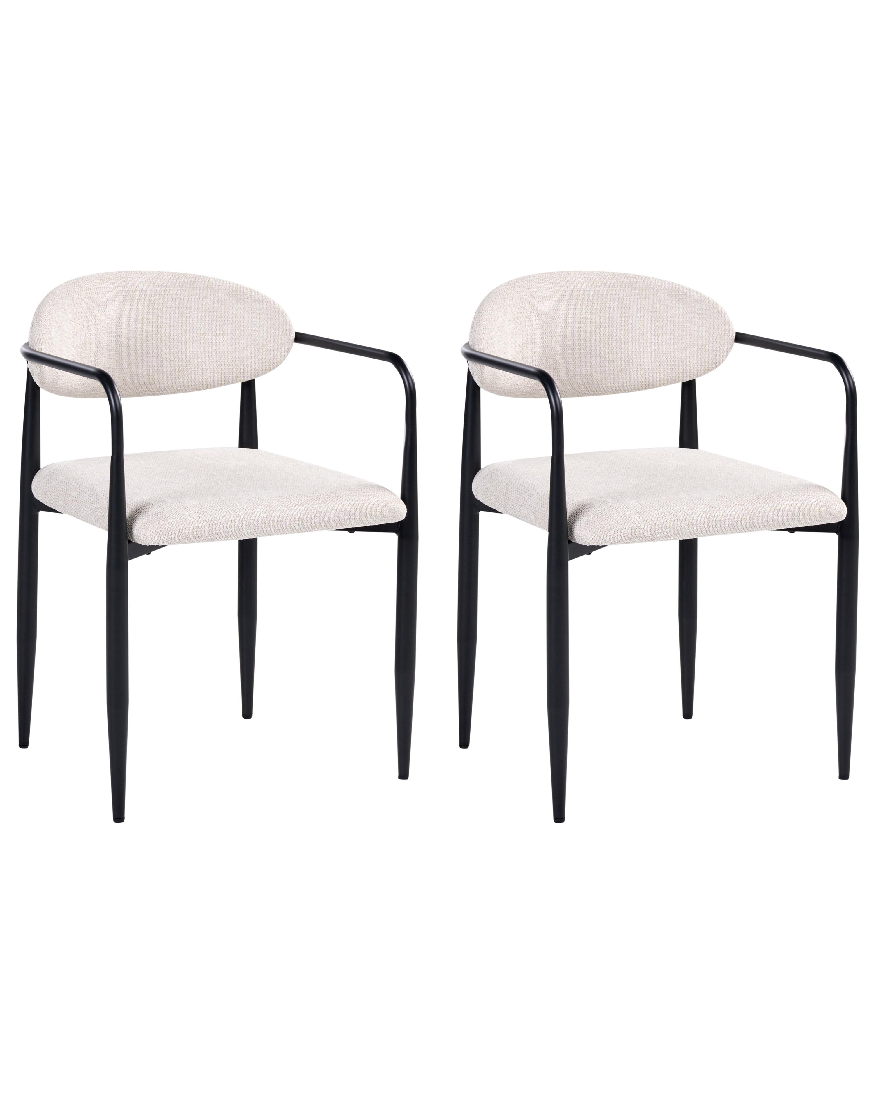 Set of 2 Dining Chairs TANEVIK Fabric Light Beige