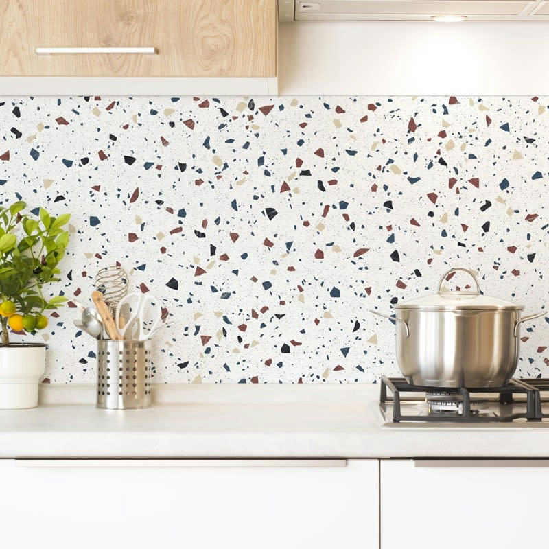 TERRAZZO PROCIDA - Crédence cuisine Lot de 2 crédences ALU L120xH50cm Multicolore Pierre