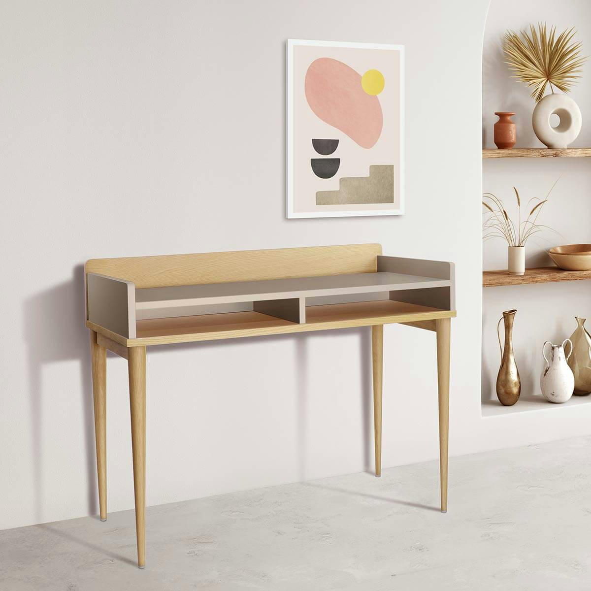 ROCK - Bureau compact en bois - chene naturel beige havane