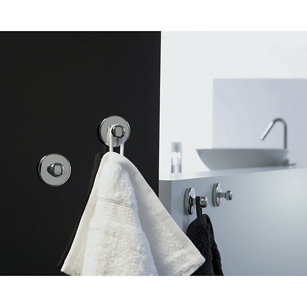 2 crochets muraux pour serviette DOT argenté chromé Spirella