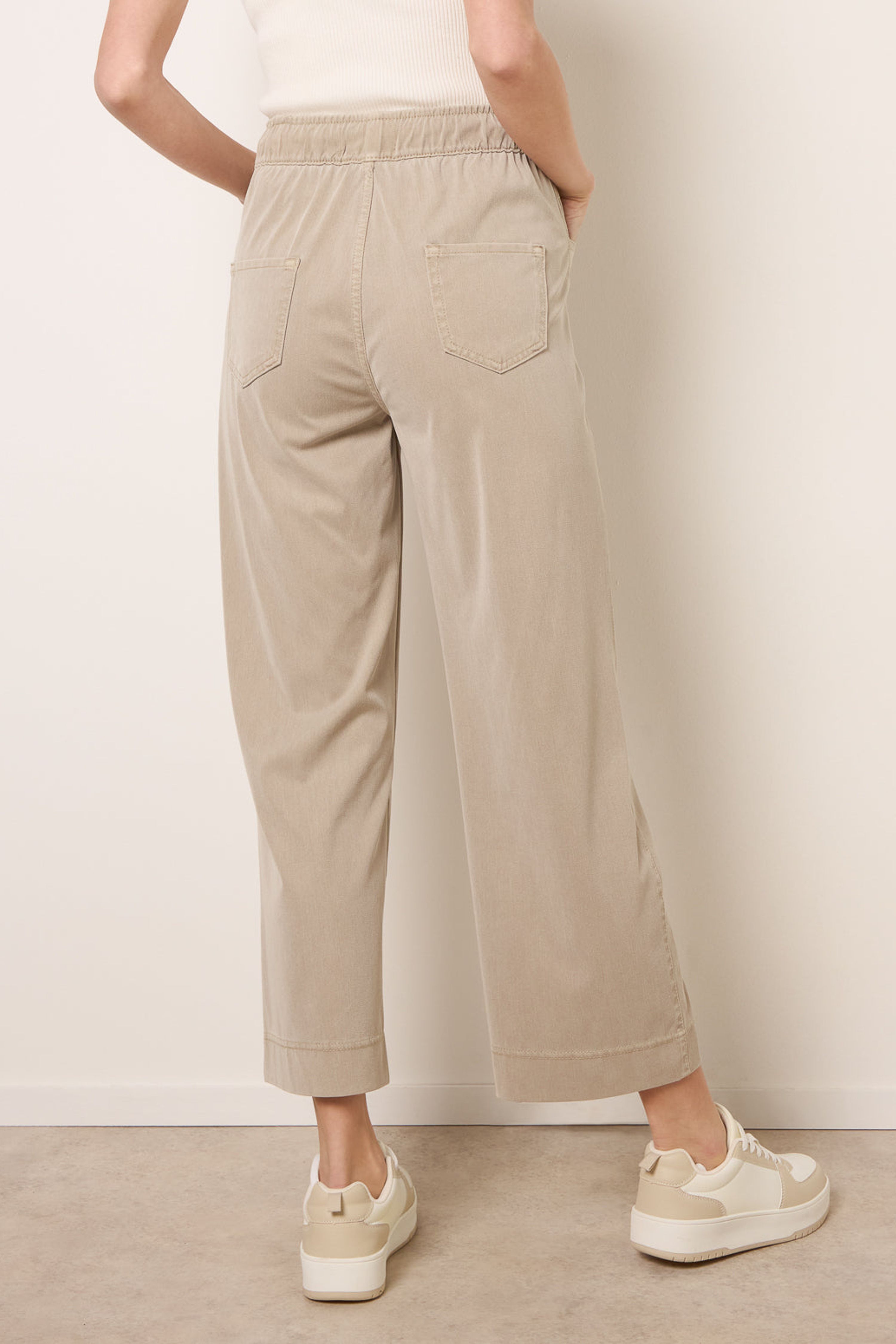 Blue Vanilla Beige Elasticated Waist Trouser With Drawstring