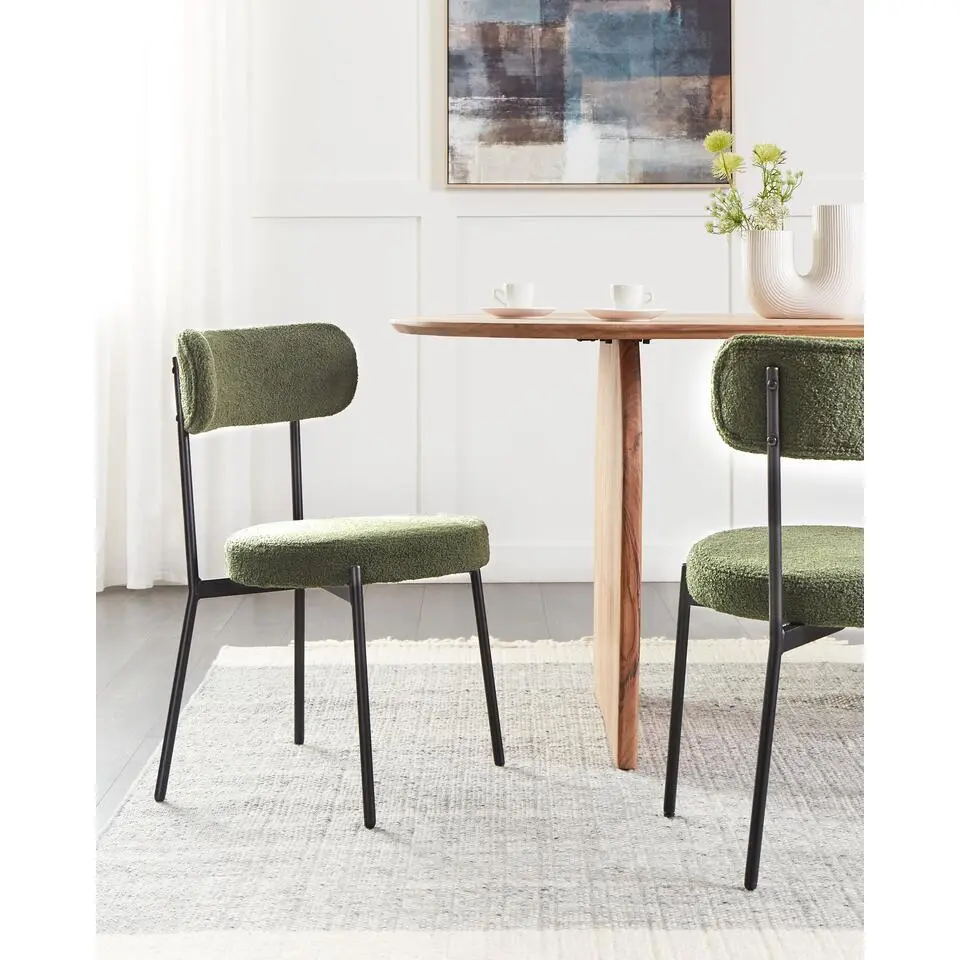 ALLISON - Eetkamerstoel set van 2 - Donkergroen - Boucl&eacute;